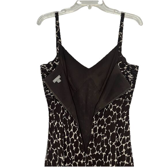 Ann Taylor Silk Dress Womens Size 8 Brown Cream Giraffe Animal Safari Cheetah - Picture 4 of 6